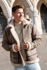 Bomber jacket with hood in aged sand colour - Image n°3