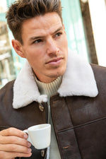 Aged brown lambskin jacket, warm and stylish with a timeless fit. - Image n°4