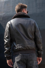 Brown leather aviator jacket from the Patrouille de France in superior quality - Image n°3