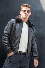 Brown leather aviator jacket from the Patrouille de France in superior quality - Image n°5