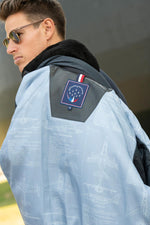 Navy lambskin aviator jacket with removable shearling collar. - Image n°9
