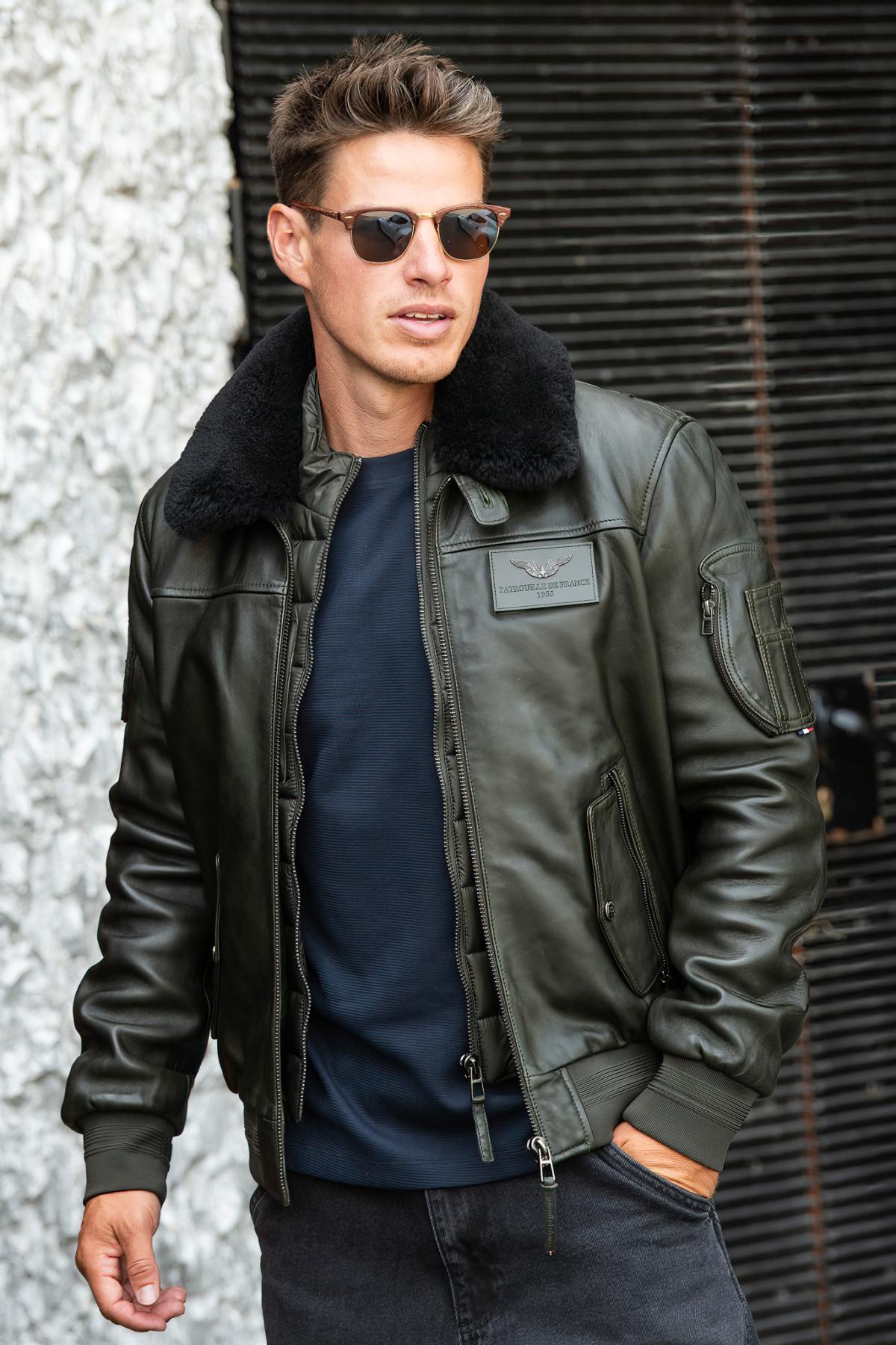 Redskins' RAFAL 2.0: khaki lambskin, shearling collar, regular fit. - Image n°8