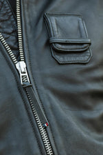 Khaki leather aviator jacket with shirt collar, Patrouille de France - Image n°6