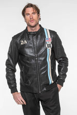 24h du Mans 66 black leather racing jacket - Image n°1
