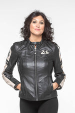 Adele Black: lambskin leather jacket with biker collar. - Image n°1