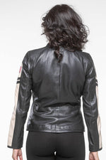 Adele Black: lambskin leather jacket with biker collar. - Image n°6