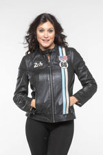 24h du mans 66 black leather jacket for women - Image n°1