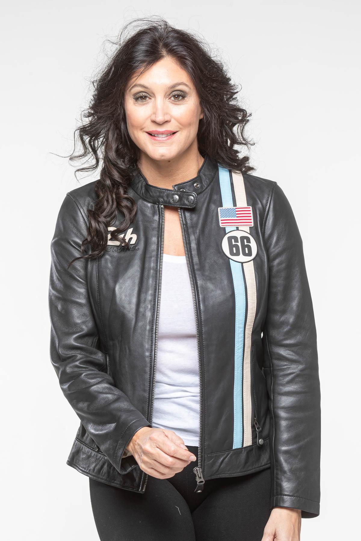 24h du mans 66 black leather jacket for women - Image n°4