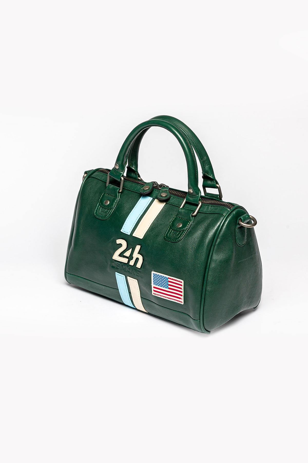 Vintage green leather handbag for women - Image n°2