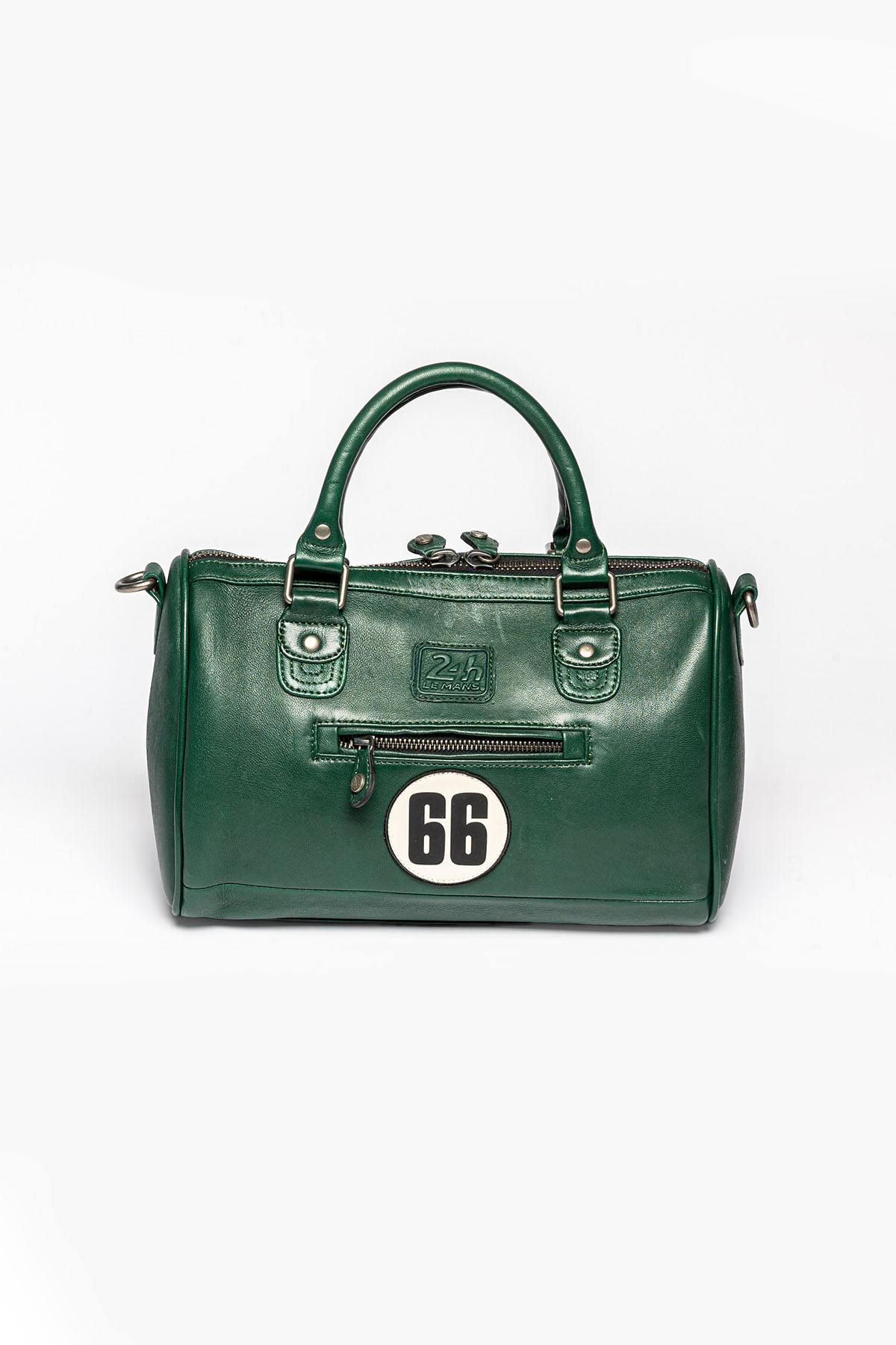 Vintage green leather handbag for women - Image n°3