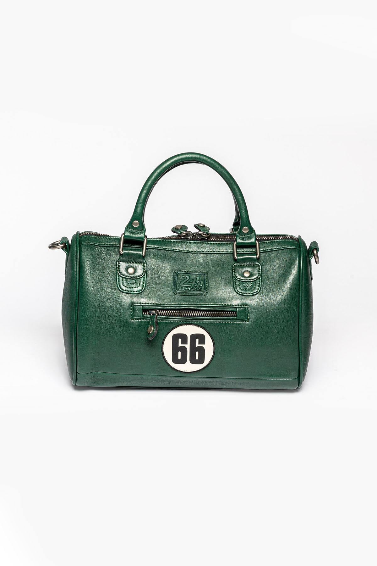 Vintage green leather handbag for women - Image n°3