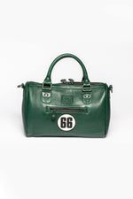 Vintage green leather handbag for women - Image n°3
