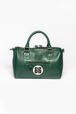 Vintage green leather handbag for women - Image n°3
