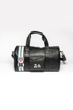 Black leather racing duffel bag - Image n°1