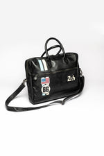 Le Mans 66 black leather messenger bag - Image n°1