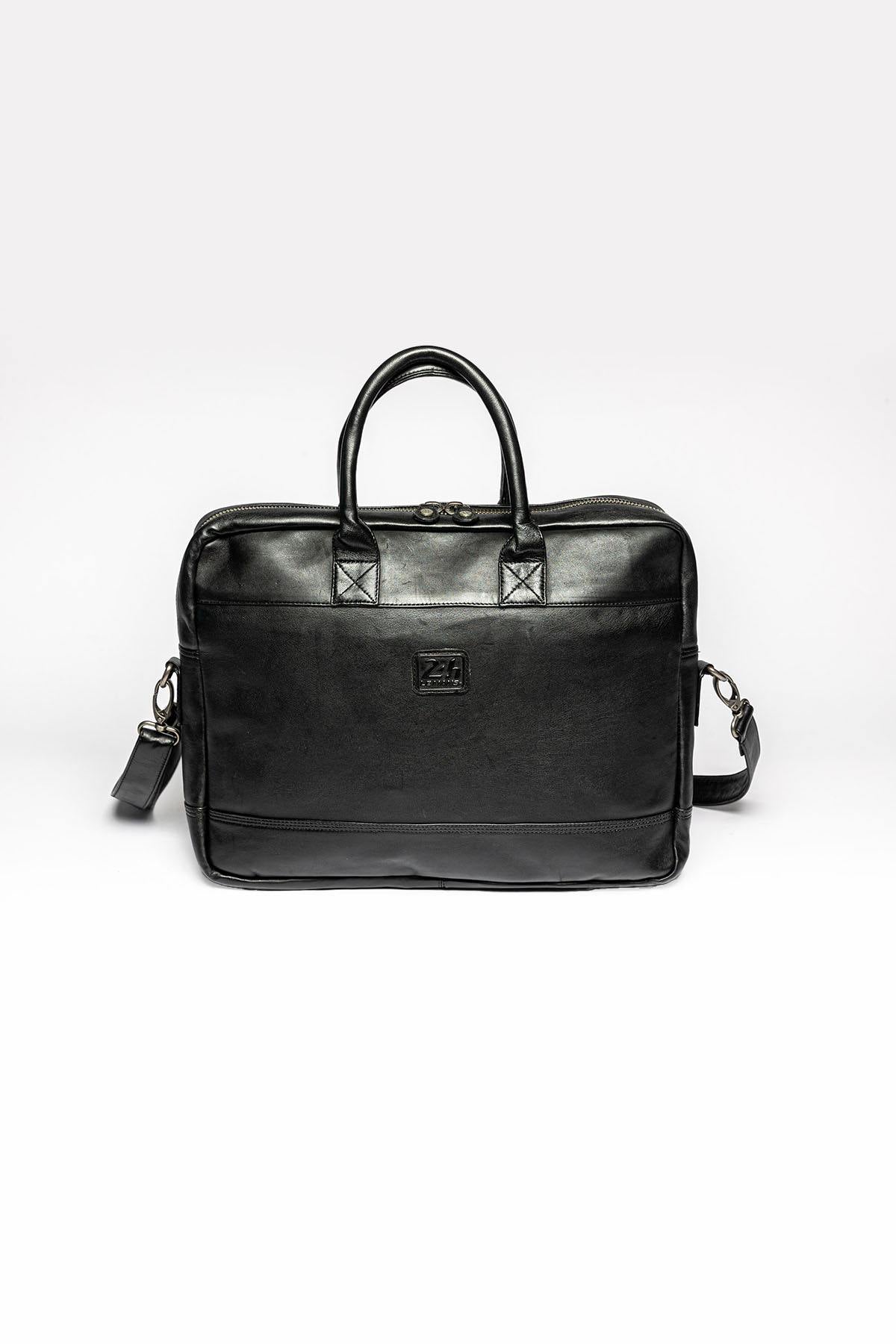 Le Mans 66 black leather messenger bag - Image n°2