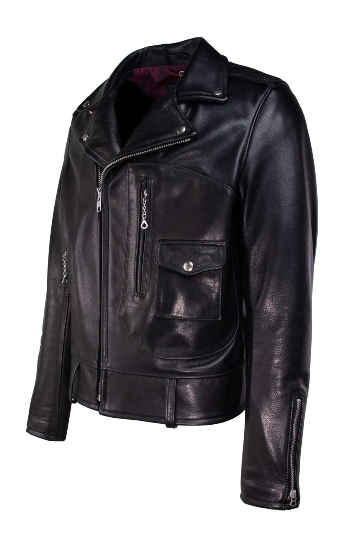 Limited-edition Schott 568 Black: pebbled cowhide, D-pocket Perfecto. - Image n°4