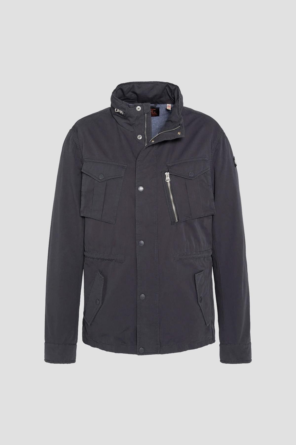 Navy blue cotton military jacket - Image n°1