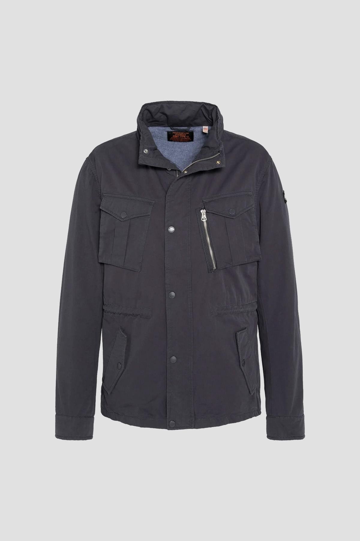 Navy blue cotton military jacket - Image n°4