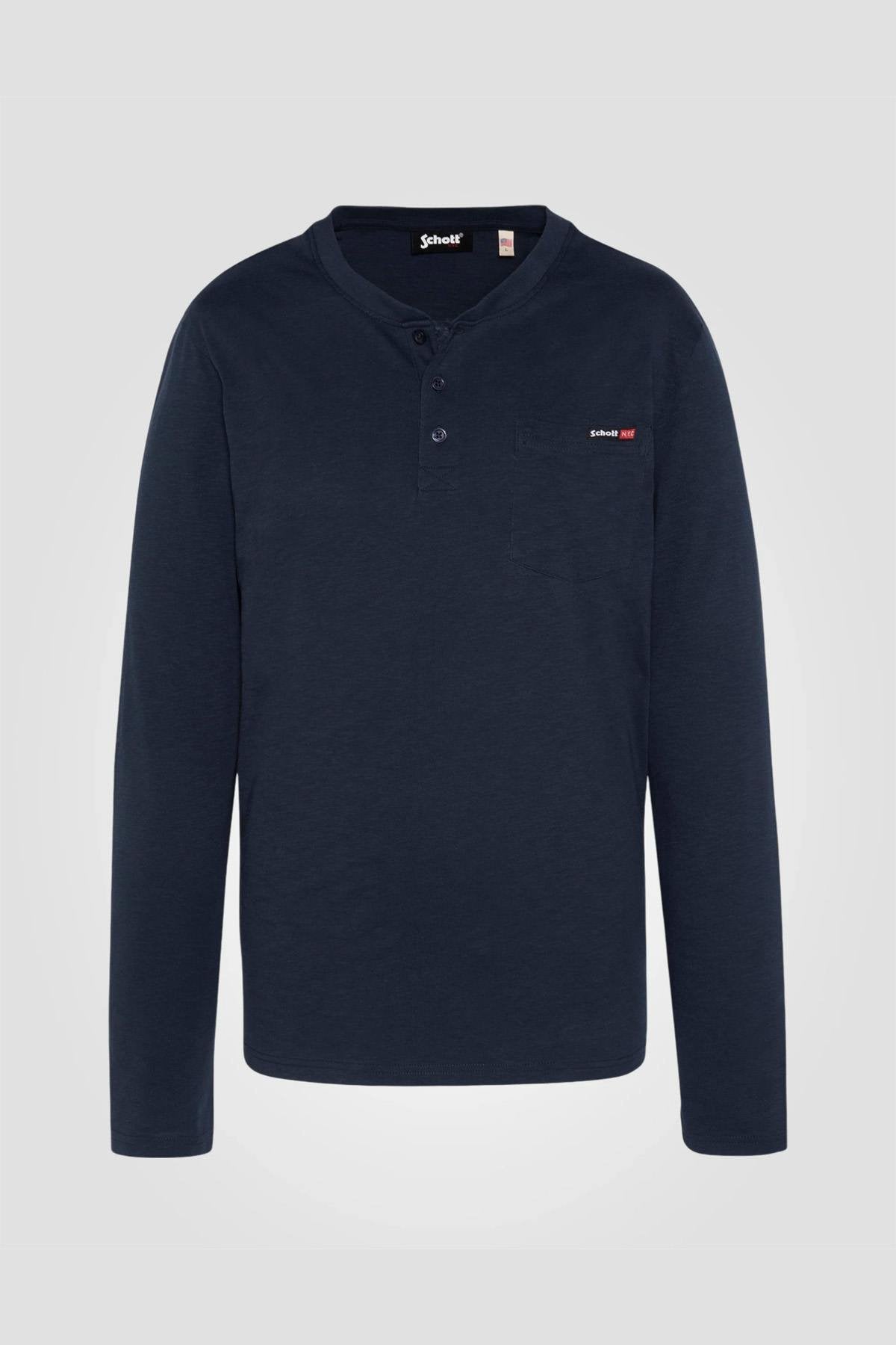 Long-sleeved T-shirt with Tunisian collar - Image n°1