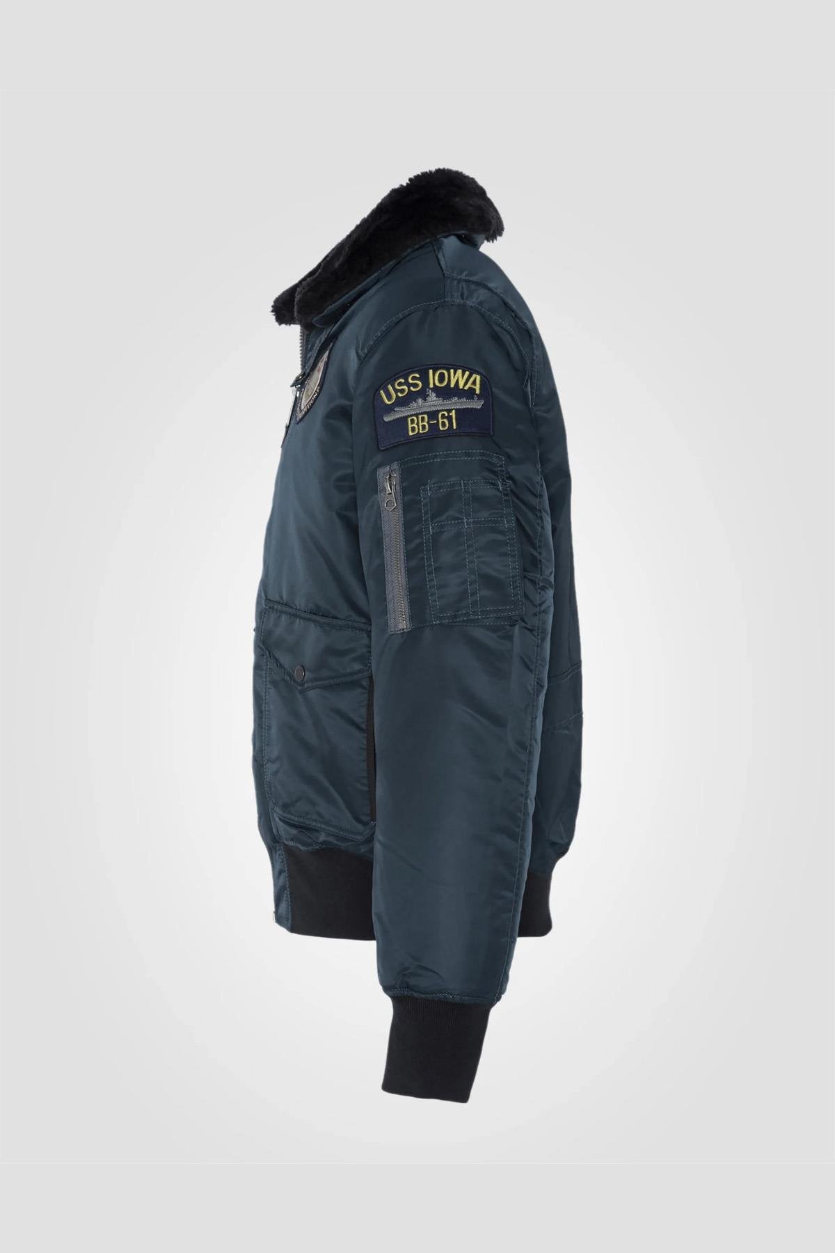 Navy blue nylon B-15 bomber jacket - Image n°5