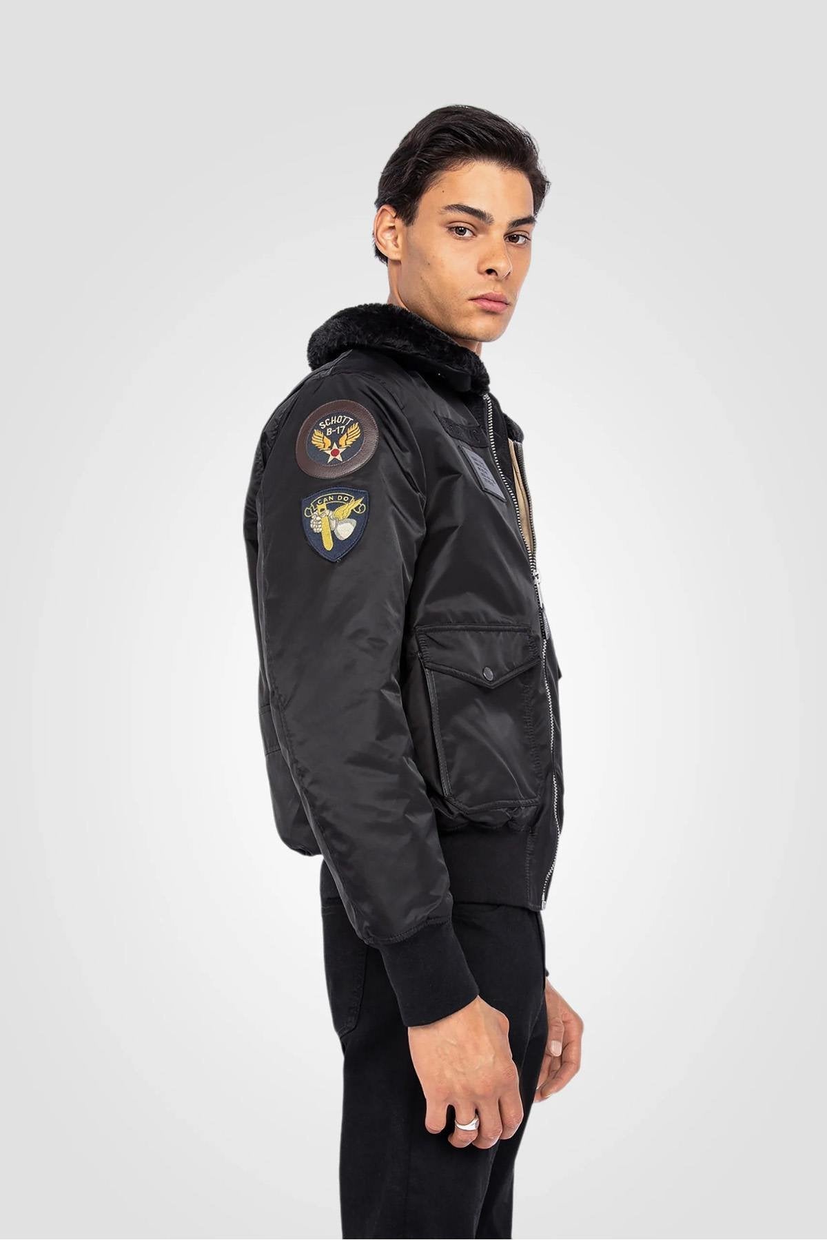 Black recycled nylon B-15 bomber jacket - Image n°3