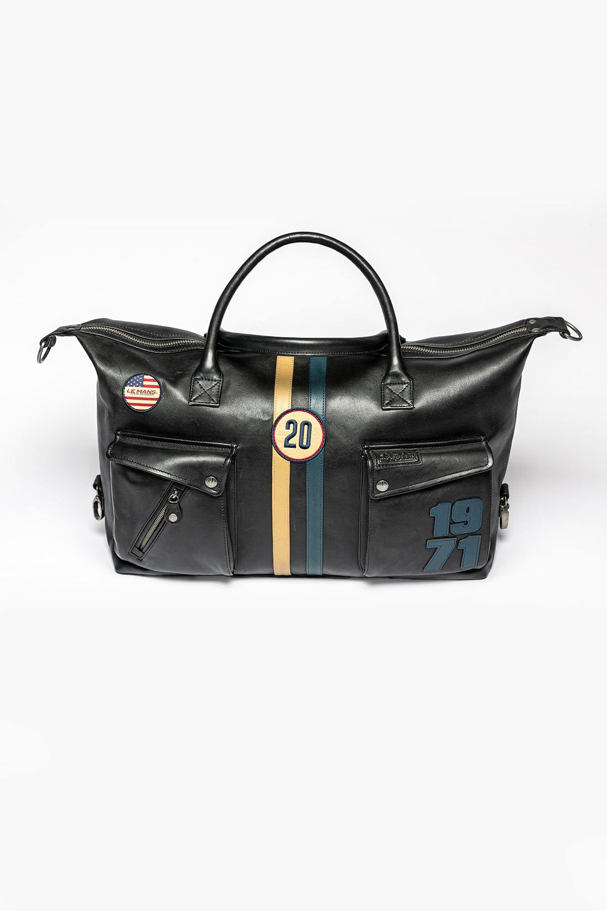 Black leather duffel bag- Image n°1