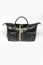 Black leather duffel bag- Image n°1