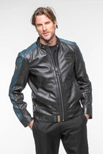 ELLIS2 BLACK: black sheep leather jacket with a motorbike collar. - Image n°8