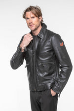 1950s-inspired black sheepskin jacket. Timeless design, regular fit. - Image n°7