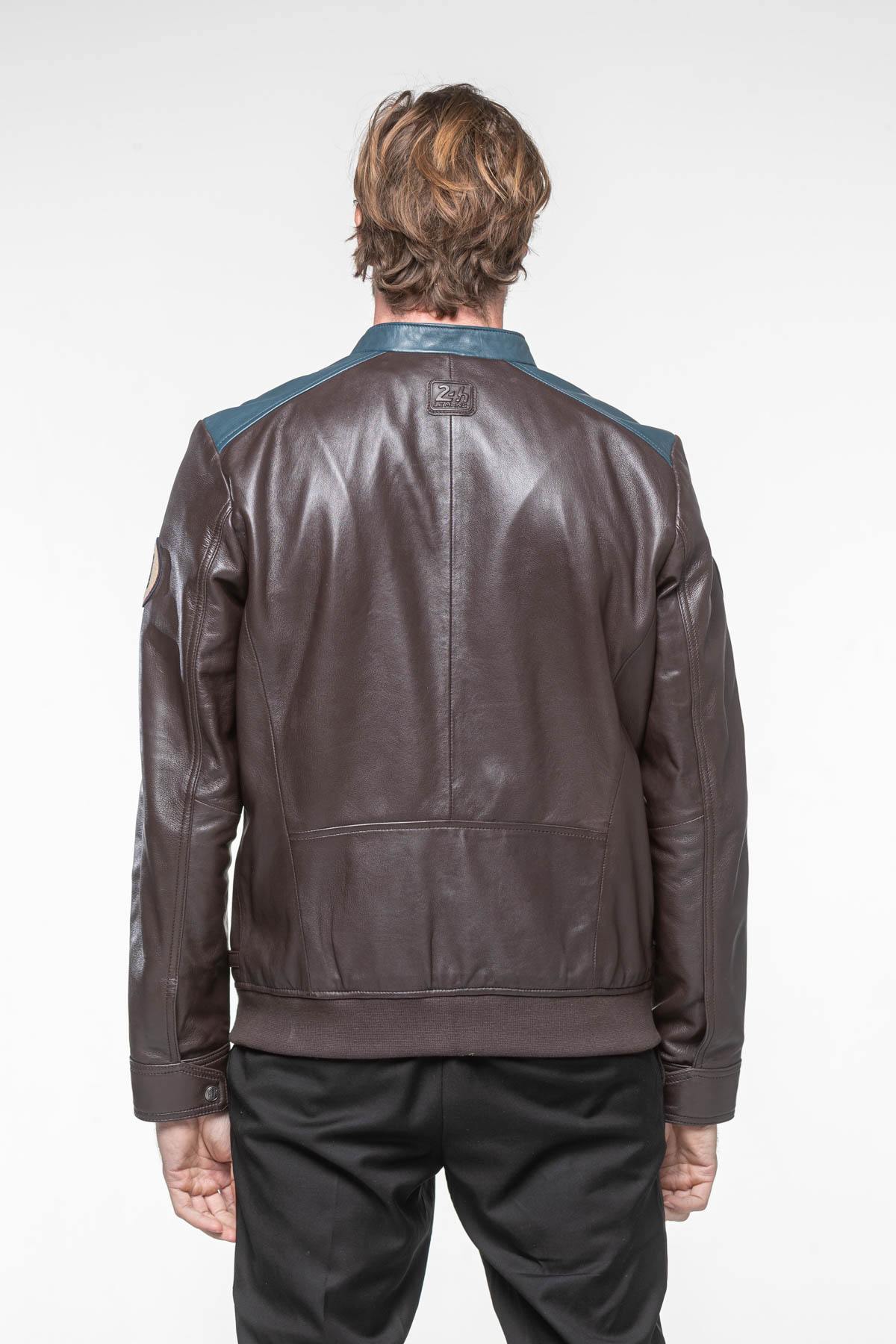 Dark brown sheepskin jacket, lightweight and supple. Le Mans-inspired. - Image n°4