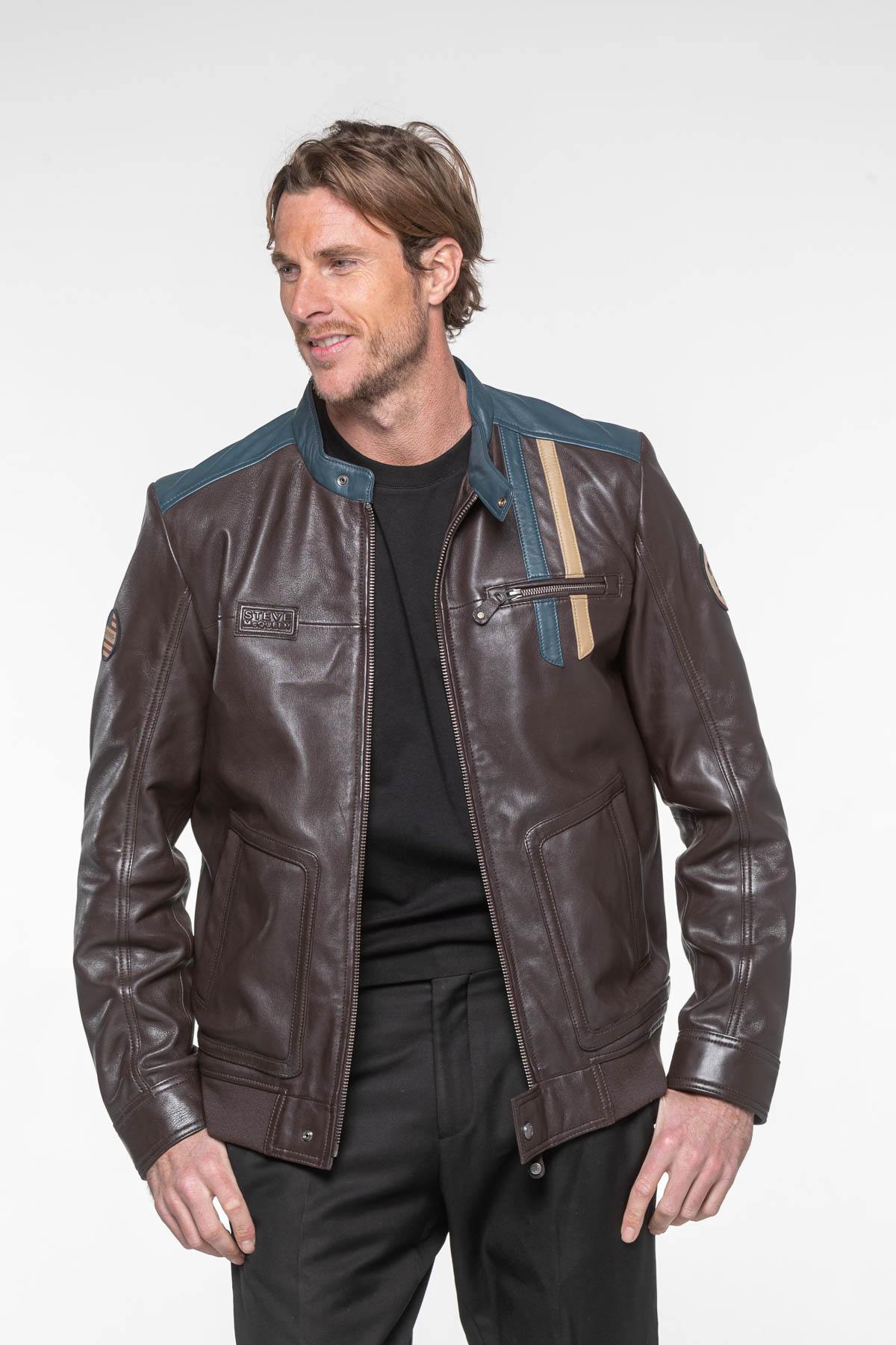 Dark brown sheepskin jacket, lightweight and supple. Le Mans-inspired. - Image n°5