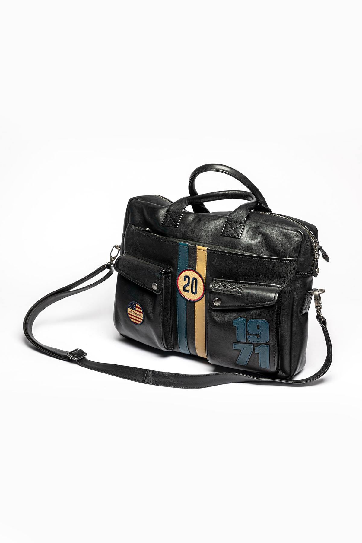 Le Mans 1971 black leather shoulder bag - Image n°2