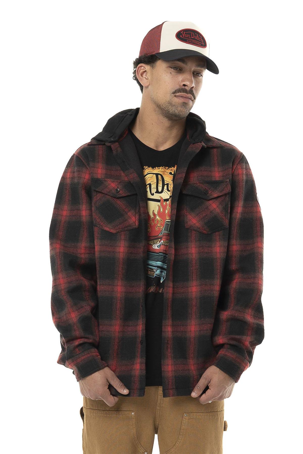 Red and black lumberjack overshirt - Image n°1