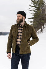 Olive suede cowhide field jacket, unlined and durable. Ages gracefully with wear. - Image n°11