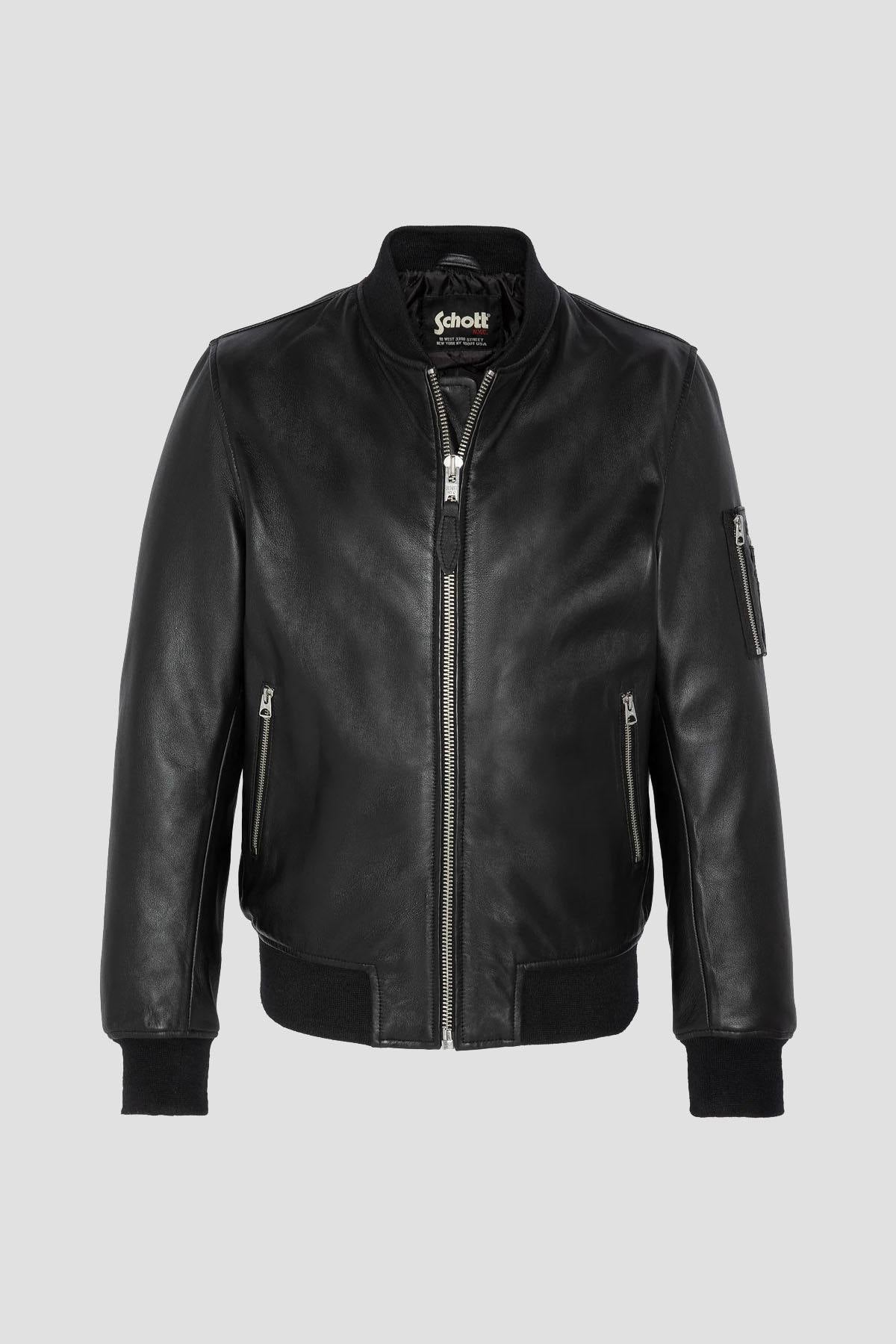 Black lambskin MA-1 bomber jacket - Image n°6