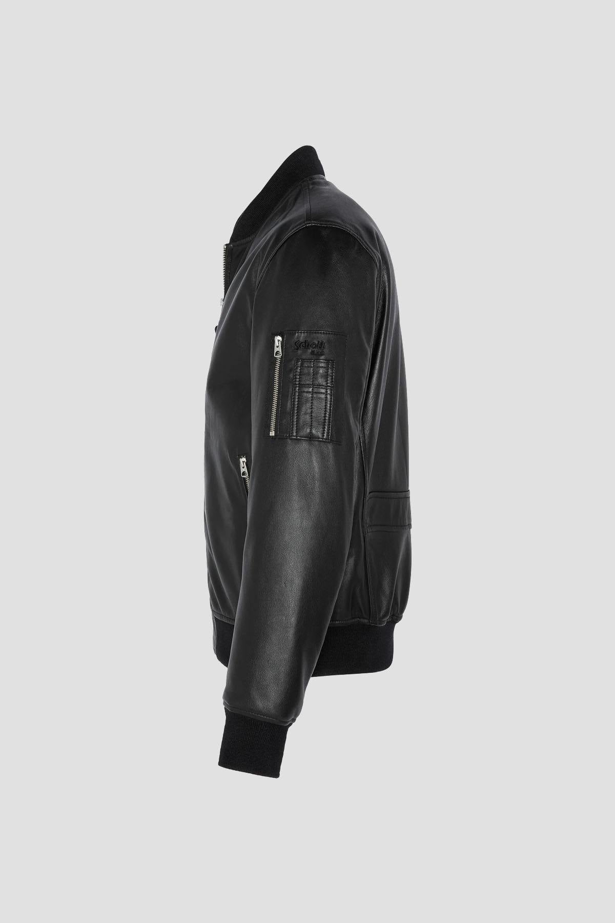 Black lambskin MA-1 bomber jacket - Image n°8
