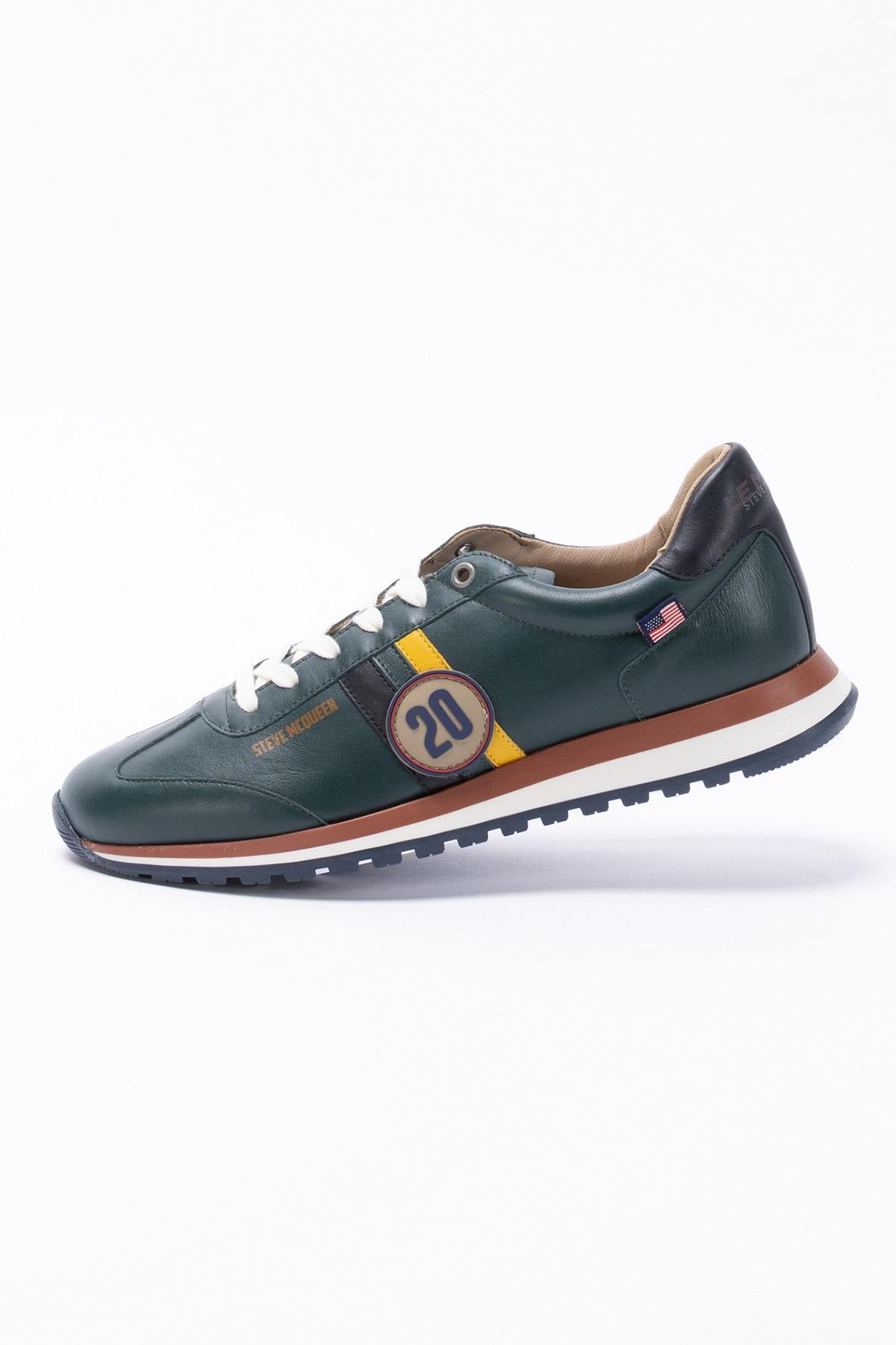 Green leather racing sneakers - Image n°2