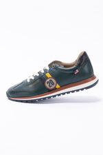 Green leather racing sneakers - Image n°2