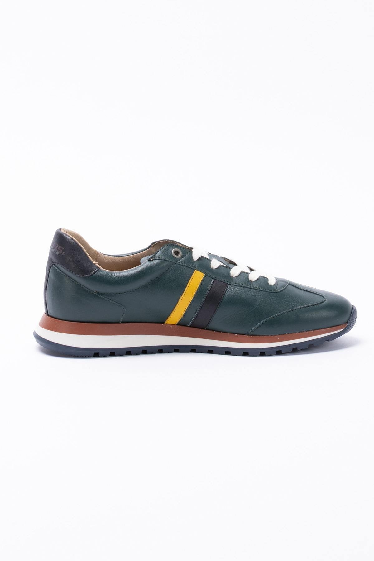 Green leather racing sneakers - Image n°3