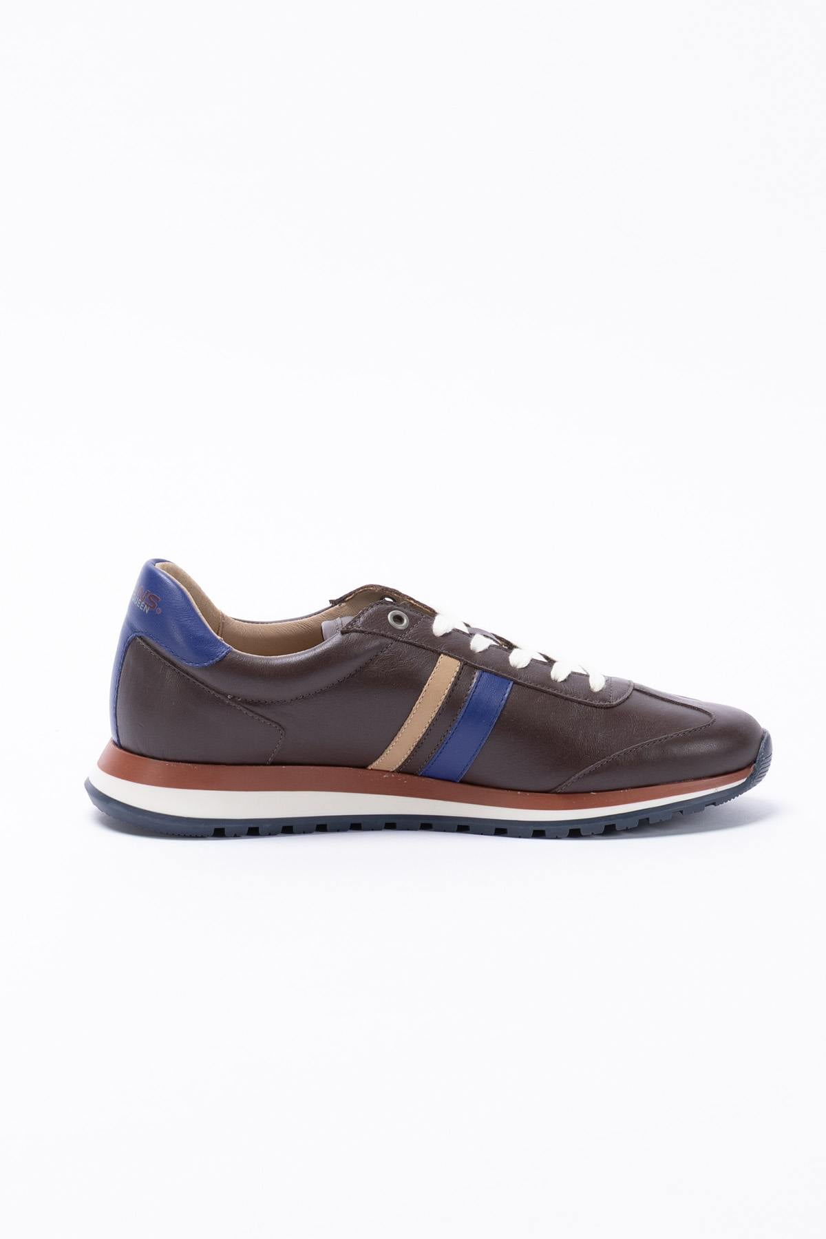 Dark brown leather racing sneakers - Image n°3