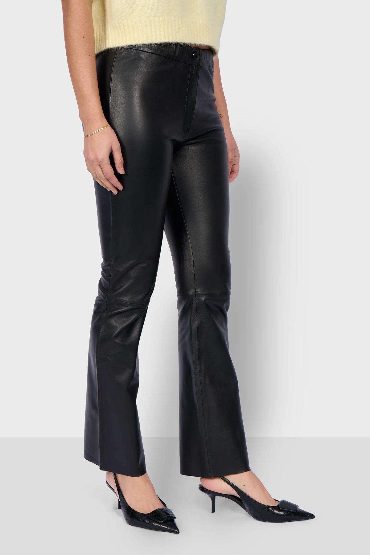 Black leather pants for women - Image n°3