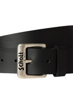 Black buffalo leather belt with engraved buckle - Image n°2