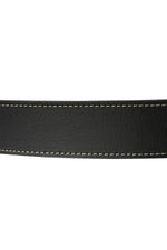 Black buffalo leather belt with visible stitching - Image n°3