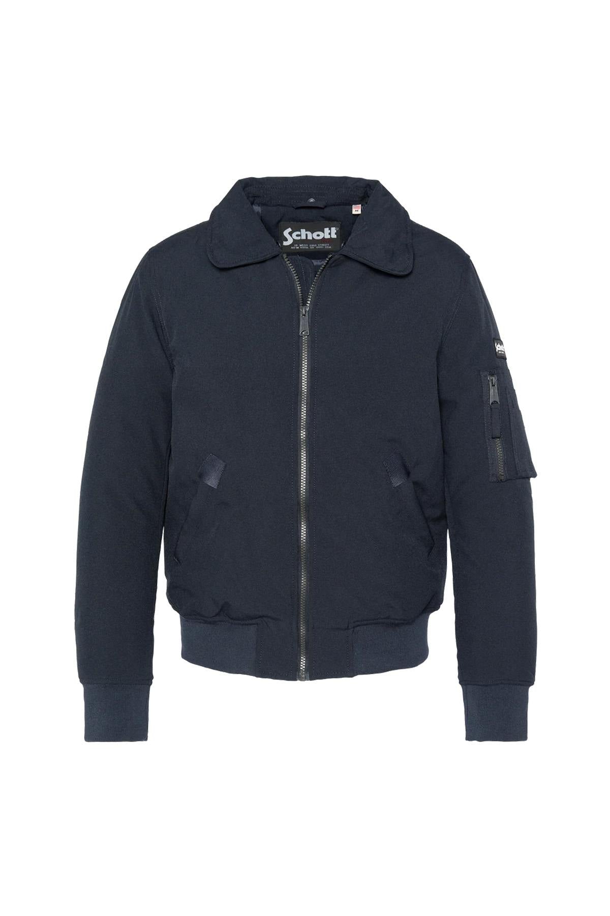 Navy blue and brown textile pilot jacket - Image n°10