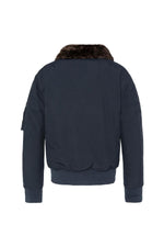 Navy blue and brown textile pilot jacket - Image n°8