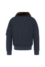 Navy blue and brown textile pilot jacket - Image n°8