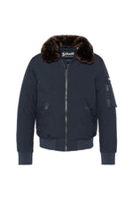 Navy blue and brown textile pilot jacket - Image n°6