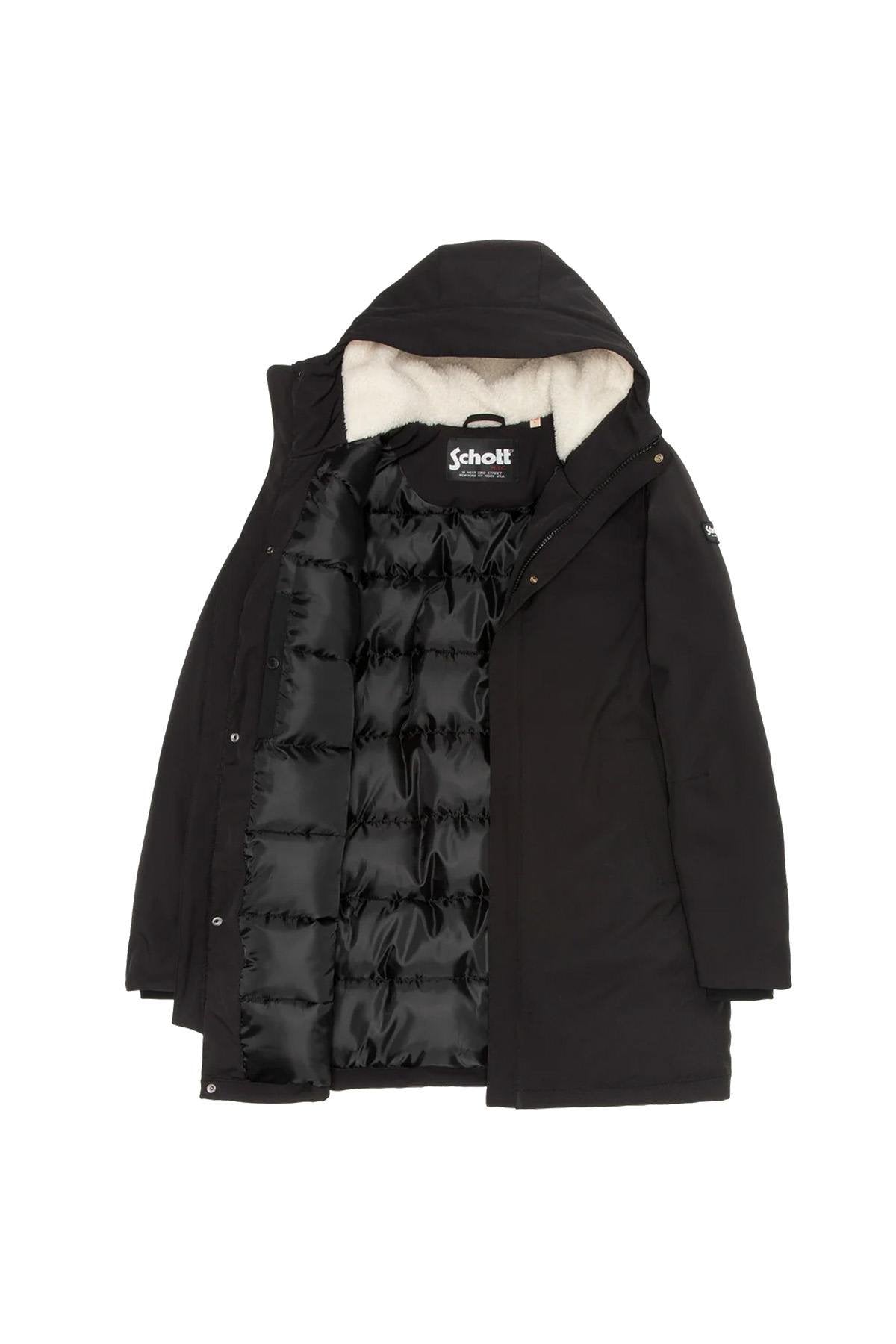 Black multi-pocket hooded parka - Image n°3