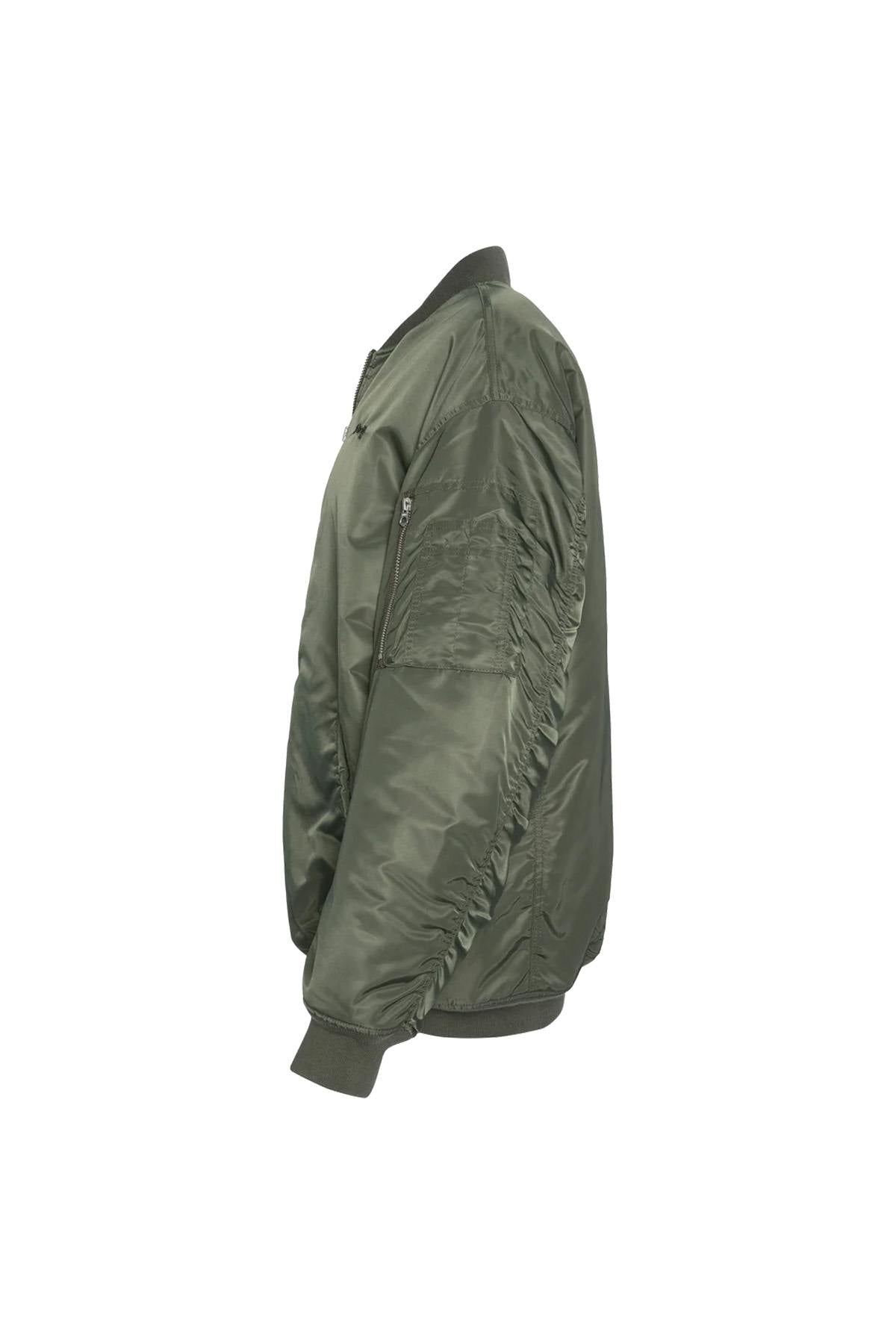 Bomber jacket type MA-1 green long oversize cut for women - Image n°7